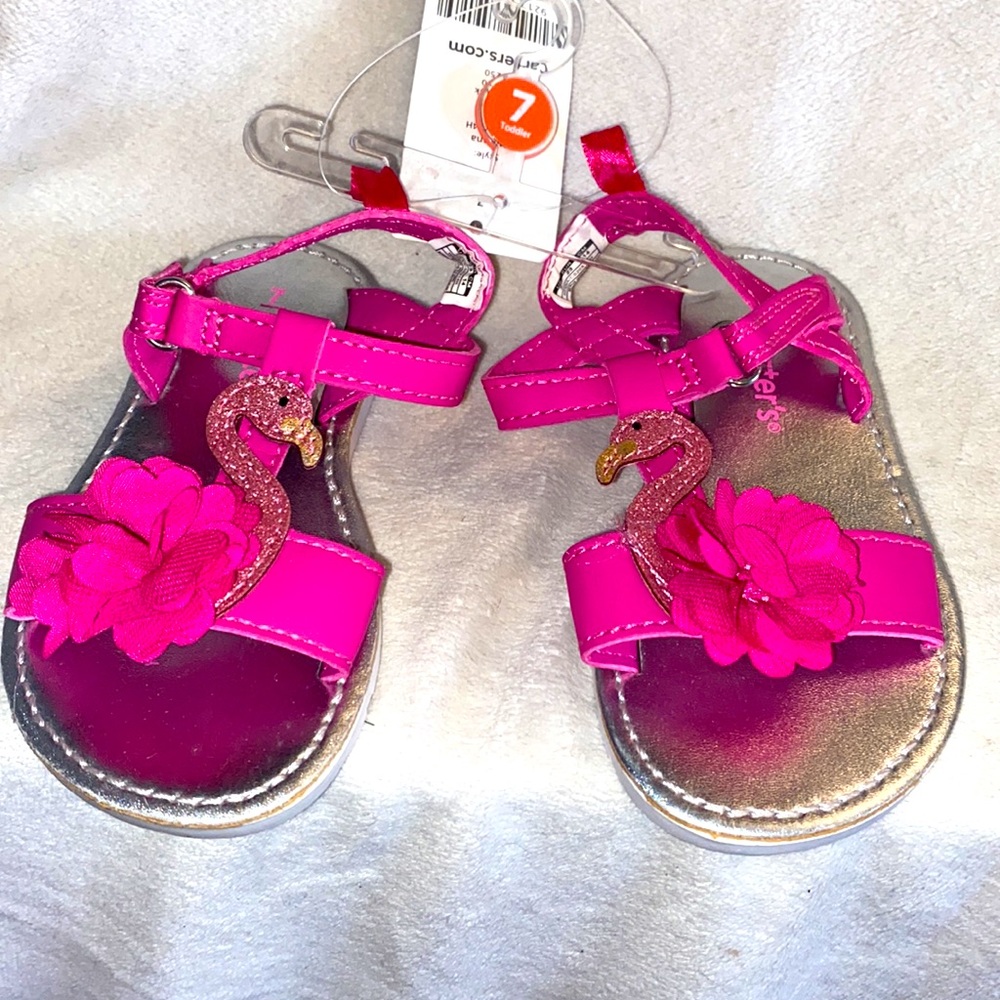 Baby Size 7 Toddler Carters Sandals Flamingo.